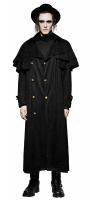 Manteau homme long noir style cocher du 18e sicle, vintage steampunk gothique, Punk Rave