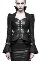 Top veste noire cintre avec fermeture clair et col remont, gothique retro, Punk Rave
