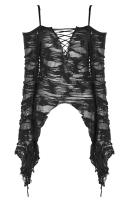 Top transparent noir effet dchir, longues manches et dcollet, Gothique rock, Punk Rave