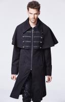 Black jacket man with cape and buttons, zipper and pockets Punk Rave