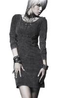 Dray Dress with long sleeves and copper straps on sides, steampunk rock, Punk Rave