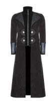 2in1 brown coat with vegan leather collar and neck, zip and high collar, Gothic, Punk Rave