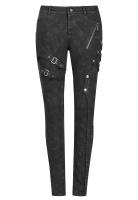 Black skull denim trousers with straps and pockets, Gothic rock, Punk Rave