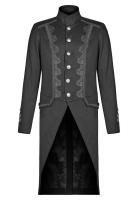 Men's black Long Jacket coat with embroidery, elegant gothic militaty, Punk Rave
