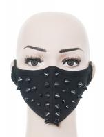 Black fabric reusable mask with rivet goth punk rave