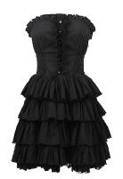 Black sleeveless dress with layers of lace, gothic lolita Punk Rave LQ-063